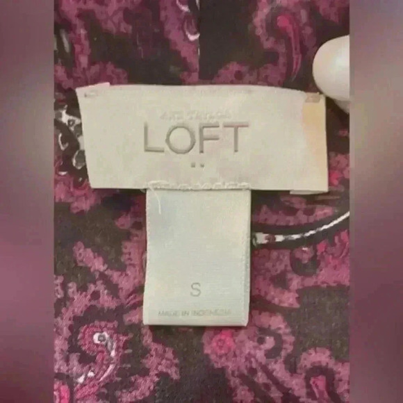 Ann Taylor Loft Sheer Work Blouse w/ Tie Closure Black/Purple/Grey Women's Sm - Picture 6 of 6